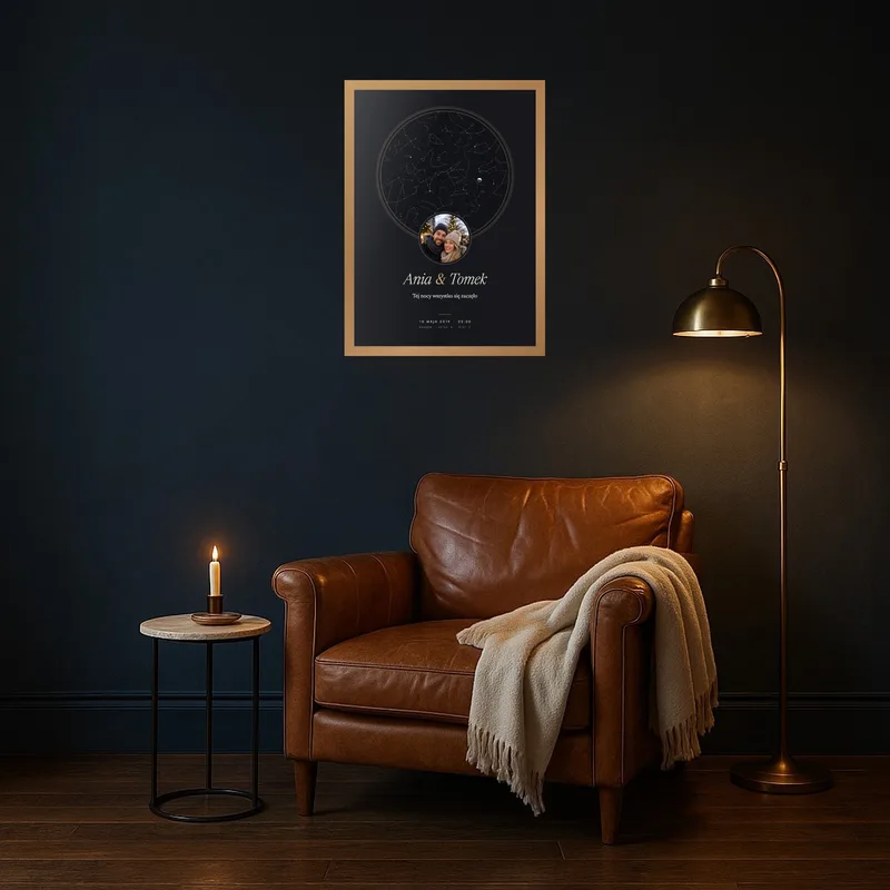 Plakat Niebo tamtej nocy · noc, rama z drewna na ścianie